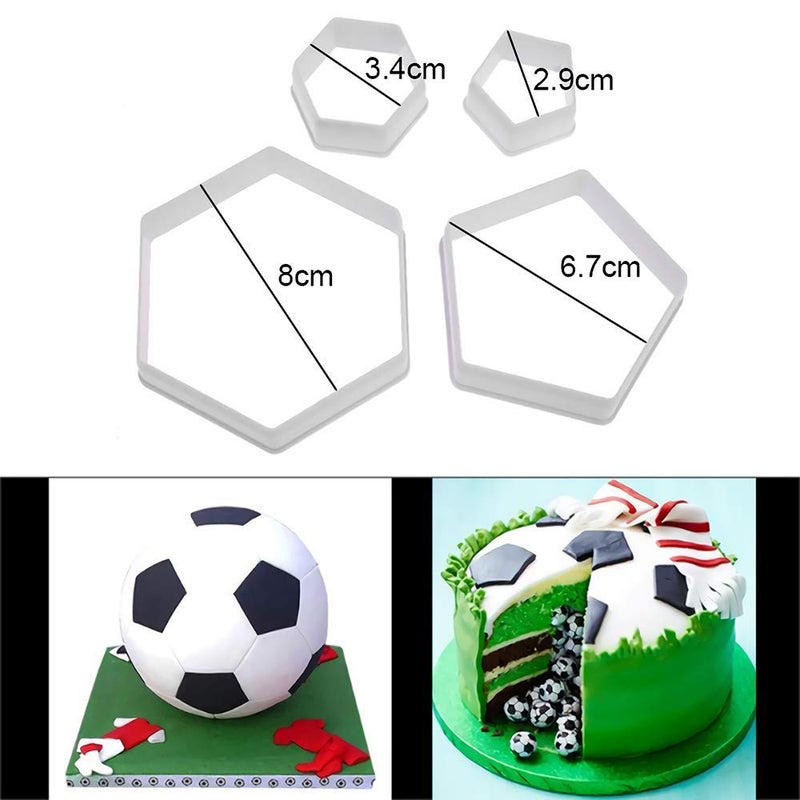HiParty 9 Inch 3D Full-size Soccer Ball Aluminum Baking Pan with 4Pcs Hexagon Pentagon Cookie Cutter, Football Shape Metal Cake Pan Mold Boy's Birthday Sports Party Cake Bakeware Supplies - Image 5